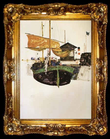 framed  Egon Schiele Ships at Trieste, ta009-2